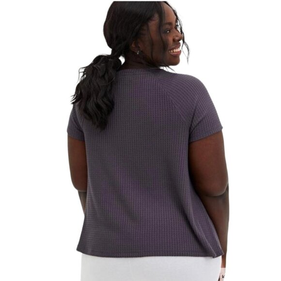 Torrid Dark Slate Grey Skull Waffle Knit Tee - Picture 2 of 5